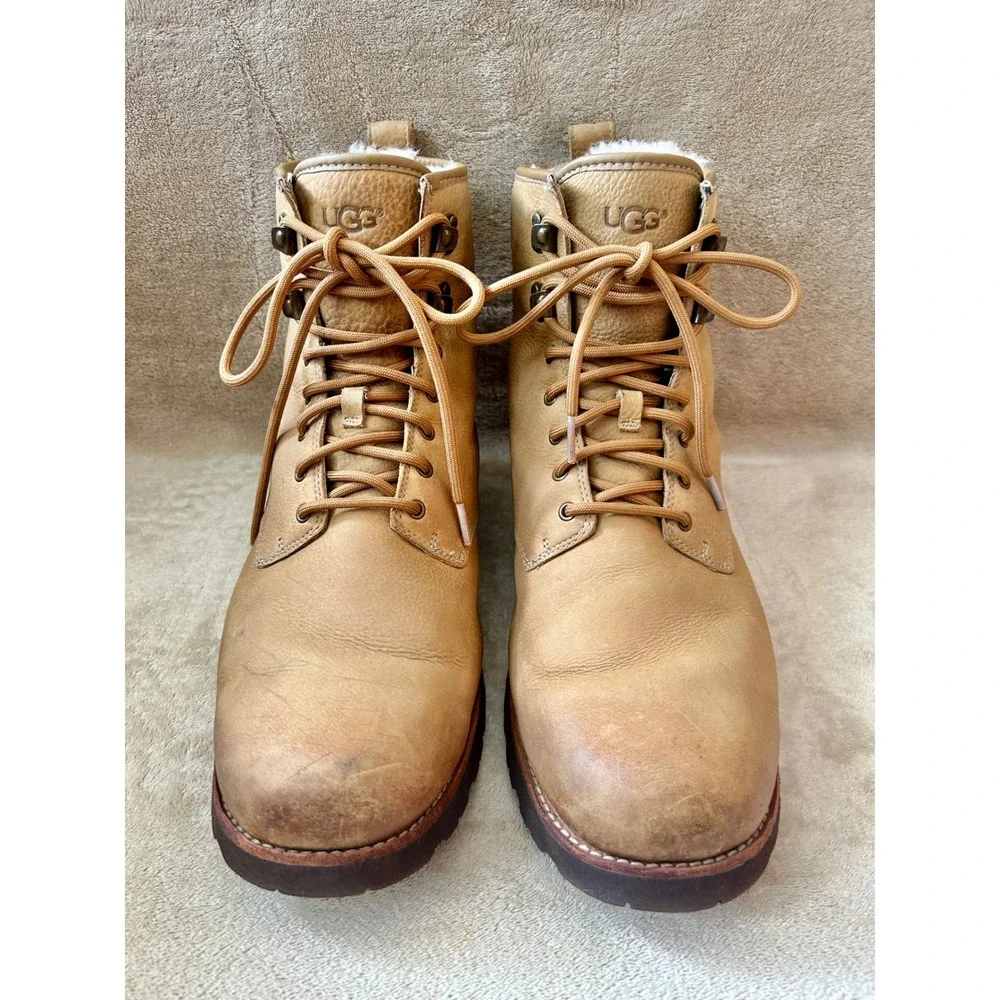 UGG Mens 12 Hannen TL Work Winter Boots Desert Sand Waterproof Sheepskin Lining